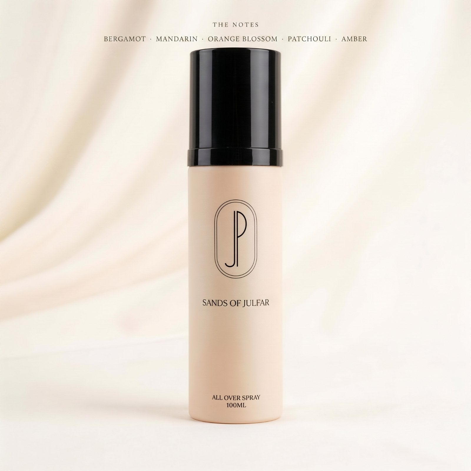 Sands of Julfar bottle. The notes: bergamot, mandarin, orange blossom, patchouli, amber. All over spray, 100ML.